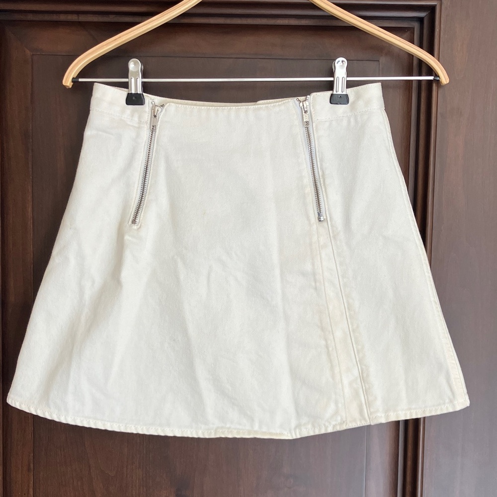 Acne Cream Denim A-Line Skirt with Zipper Accents Women’s Size 36